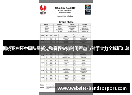 揭晓亚洲杯中国队最新完整赛程安排时间看点与对手实力全解析汇总